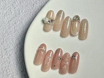 プティ アイビューティ 北浜店(peTiT eyebeauty)/リボン ワンホン バラネイル