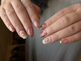 ぷっくり花×ニュアンスネイル