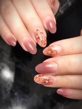 レディグリッター(Lady glitter)/手描きフラワーネイル