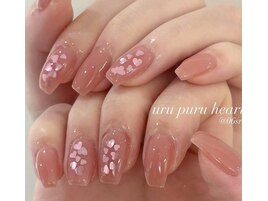 春ネイル、ピンクのハート