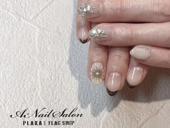 エーネイルサロン プラーカ本店(A-Nail Salon)/フラワー×ニュアンス