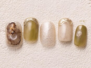 アイネイルズ 渋谷店(I nails)/グリーンゴールドインク