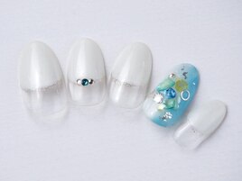 ジェルのキラキラ夏ネイル♪