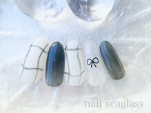 ネイル シーグラス(nail seaglass)/リボンとゆるチェック