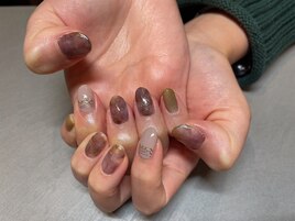 秋ネイル/シボヘミアンネイル