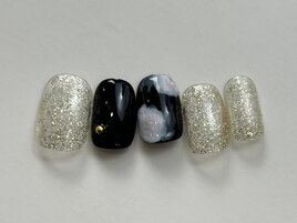 ヴィンテージ花黒金ラメ¥7000