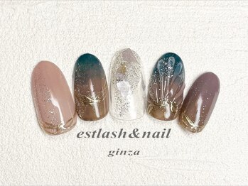 エストラッシュアンドネイル 銀座店(est lash&nail)/ダークカラーマーメイドネイル