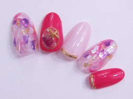 夏のピンクシェルアート