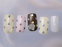 ジェミーネイル シンジュク(Jemiy nail shinjuku)/色違いカラフルバラドット¥8480