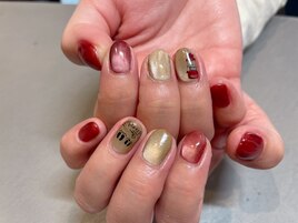 ショートネイル/手描きアート