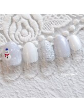 たゆ ネイル(たゆnail)/雪だるまツイードフレンチネイル