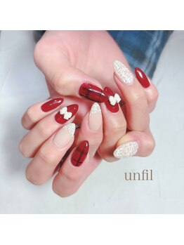アンフィルルーム(unfil room)/ツィードチェック、リボンネイル