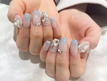 アース コアフュールボーテ 松本庄内店(EARTH coiffure beaute)/くすみブルーネイル　8500円