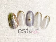エストラッシュアンドネイル 銀座店(est lash&nail)/ミラーラインチェックネイル