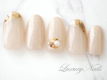 ラグジュアリーネイルズ アカバネ(Luxury Nails Akabane)/キラキラ*斜めガラスフレンチ