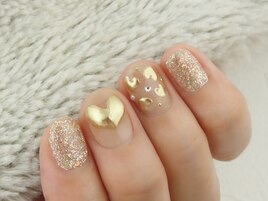 ゴールドぷっくりハート♪