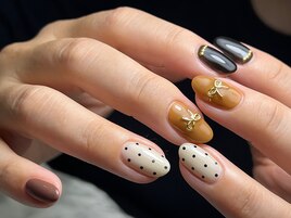 【定額】リボンドットネイル