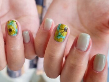 ネイルフロンティア 吉祥寺(NAIL FRONTIER)/ひまわり手書きアート11980円