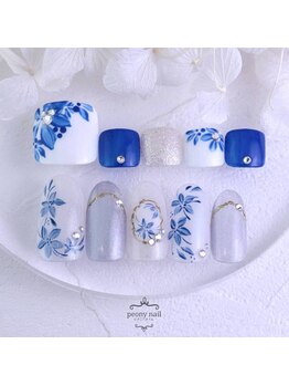 ピオニーネイル(peony nail)の写真/この夏はハンドとフットのリンクコーデで、さりげないおしゃれを楽しみませんか？