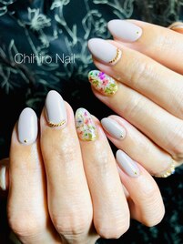 押し花埋め込みジェルネイル