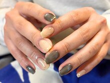 サクノネイル(SAKUNONAIL)/マグネットミラーフレンチネイル