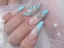 水色フレンチネイル
