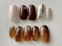 エムドットネイル 池袋(m.nail)/べっこう×ボルドーアシメ