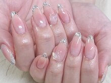 ケーズネイル製作所/チーク＆ガラスフレンチネイル