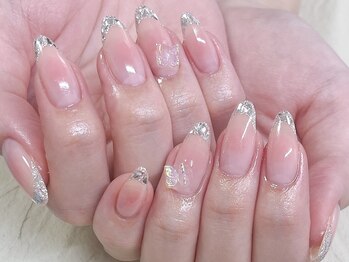 ケーズネイル製作所/チーク&ガラスフレンチネイル