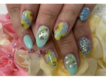 ダブルネイル(Double Nail)/【なだ】ひまわりネイル