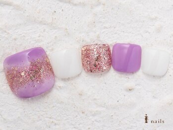 アイネイルズ 横浜WEST店(I-nails)/パープルふんわりフット8480円