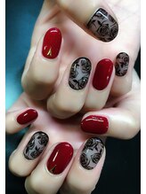 ネイルサロン アイル(nail salon i’ll)/お花ブラックシースルー☆