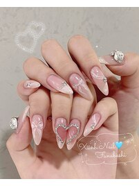リボンハートネイル