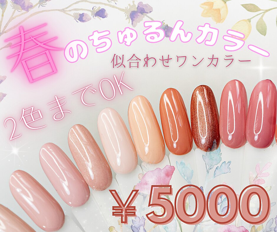 【2色までOK】フラッシュOK☆ちゅるんワンカラー☆\5000