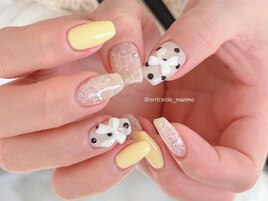 レース×リボンのガーリーネイル