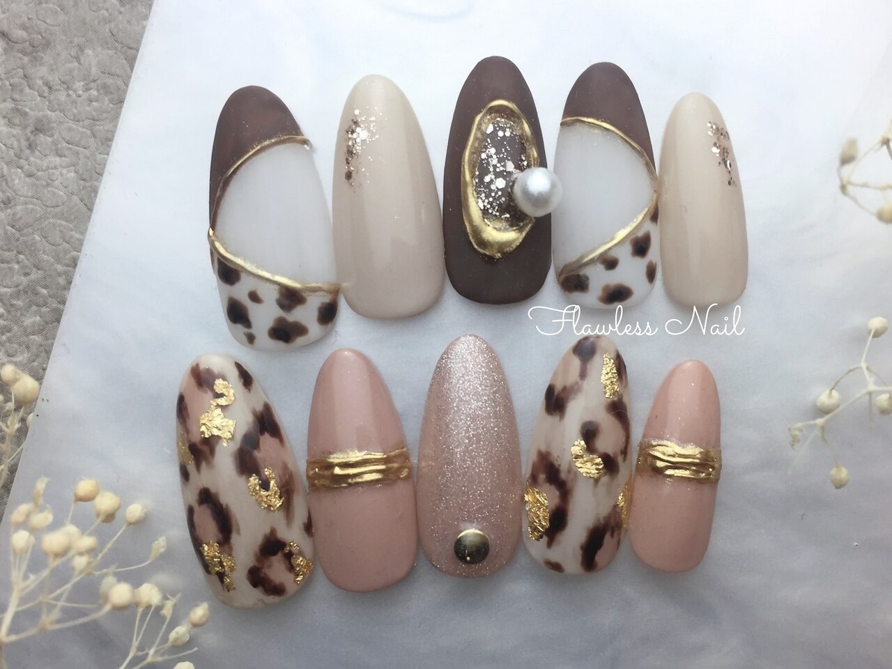 ネイルチップ オーダー ミラー ニュアンス レオパード フレンチ マグネット ネイルチップ オーダー ミラー ニュアンス レオパード フレンチ