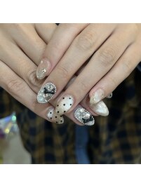 埋め尽くし＋ドットネイル