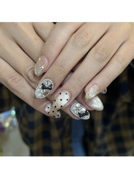 埋め尽くし+ドットネイル