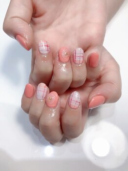 クリスタルネイルサロン(Crystal Nail)/チェックネイル　3D ネイル