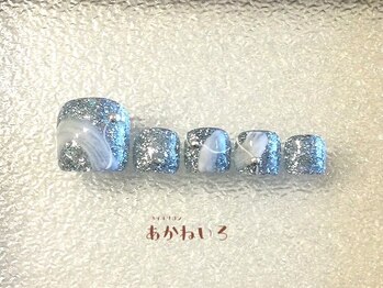 ネイルサロン あかねいろ/秋冬フット ラメニュアンス