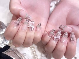 チェックフレンチネイル　ジェル