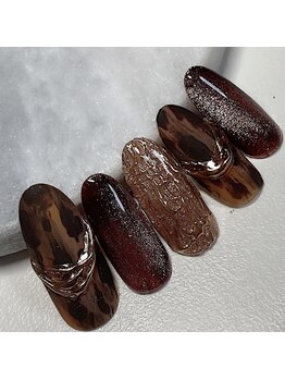 アンド アール(and.R)/ヒョウ柄マット×ミラー