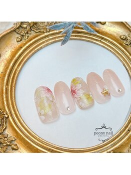 ピオニーネイル(peony nail)/散歩道のフラワーネイル