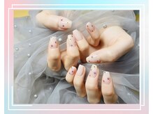 エイチスリー(H3)/ワンカラーベース+花柄シール