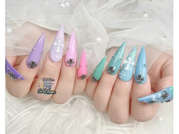 長さだし、春ネイル
