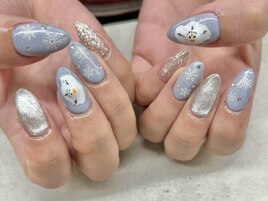 （平田）雪だるまネイル