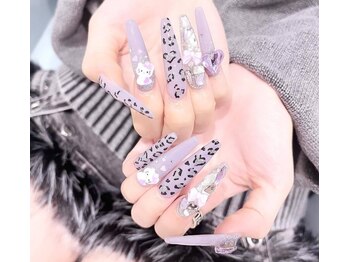 プティネイル 池袋(Puty Nail)/ラベンダーレオパードネイル