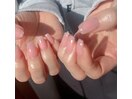透明感オーロラピンクネイル