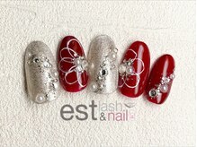 エストラッシュアンドネイル 銀座店(est lash&nail)/レッドフラワーネイル