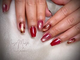 べっこうネイル赤